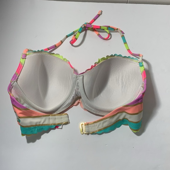 Victoria Secret Halter Bikini top. Padded, size 32D. Multi colored stripes - Picture 4 of 7